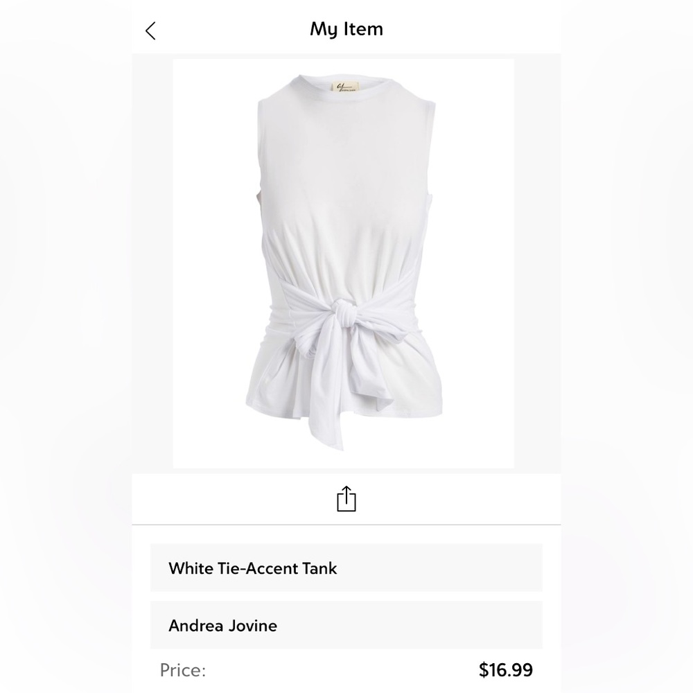 White Tie-Accent Top Large Never Worn